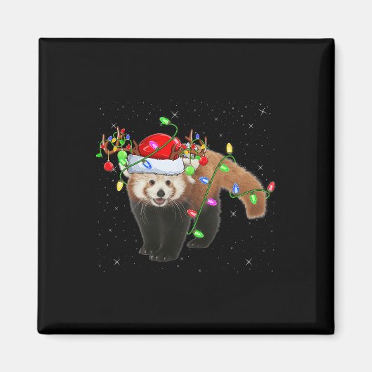 Red Panda Lover Xmas Lighting Santa Red Panda Chri Magnet (Vorne)