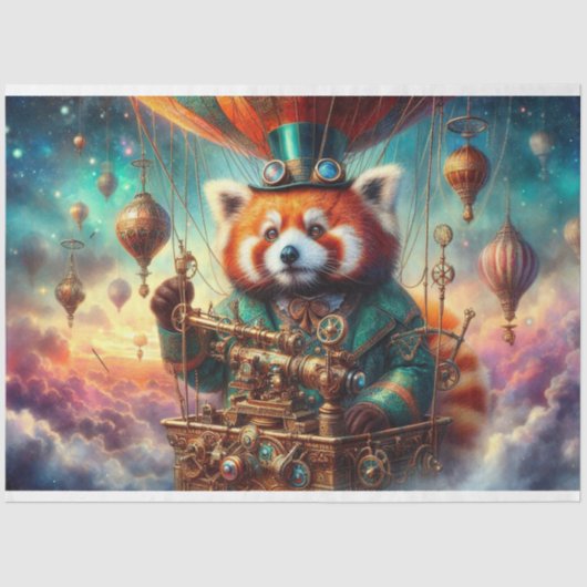Red Panda Mechanical Wonderland Flight Decoupage Seidenpapier (Vorderseite)