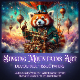 Red Panda Mechanical Wonderland Flight Decoupage Seidenpapier