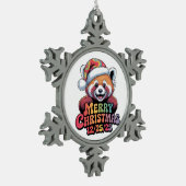 Red Panda Merry Christmas 12/25/25 Schneeflocken Zinn-Ornament (Links)