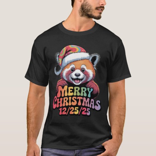 Red Panda Merry Christmas 12/25/25 T-Shirt (Vorderseite)