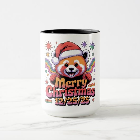 Red Panda Merry Christmas 12/25/25 Tasse (Zentrum)