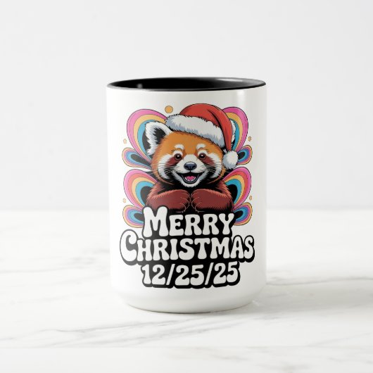 Red Panda Merry Christmas 12/25/25 Tasse (Zentrum)