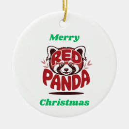 Red Panda Merry Christmas Keramik Ornament