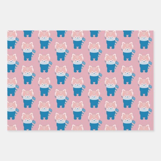 Red Panda mit Maskenmuster Geschenkpapier Set (Vorderseite 3)