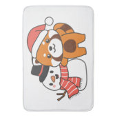 Red Panda mit Snowman im Winter zu Weihnachten Badematte (Vorderseite Vertikal)