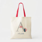 Red Panda Monogram Letter "A Tote Bag" Tragetasche (Vorne)