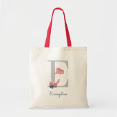 Red Panda Monogram Letter "E" Tote Bag Tragetasche (Vorne)