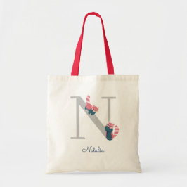 Red Panda Monogram Letter "N" Tote Bag Tragetasche