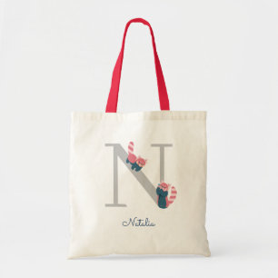 Red Panda Monogram Letter "N" Tote Bag Tragetasche