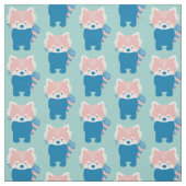 Red Panda Muster Light Aquamarin Blue Stoff (Muster)
