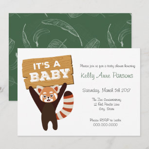 Red Panda New Baby Jungle Baby Dusche Einladung