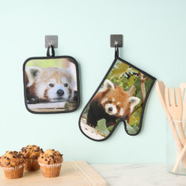 Red Panda Ofenhandschuh & Topflappen-Set