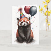 Red Panda Party Grußkarte Karte (Gelbe Blume)