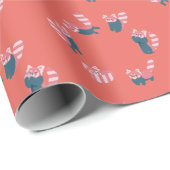 Red Panda Pattern Lachs Red Wrapping Paper Geschenkpapier (Rolleneckpunkt)