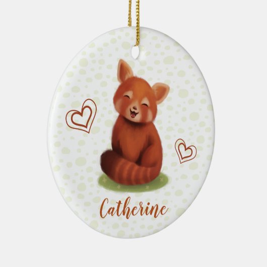 Red Panda Personalisiert Name Keramik Ornament (Rechts)