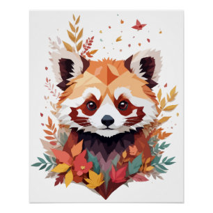 Red Panda Playful Adorable Fun Animal Colorful Fre Poster