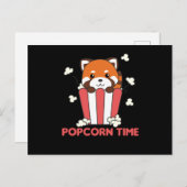 Red Panda Popcorn Time Funny Pun Postkarte (Vorne/Hinten)