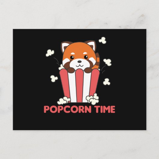 Red Panda Popcorn Time Funny Pun Postkarte (Vorderseite)