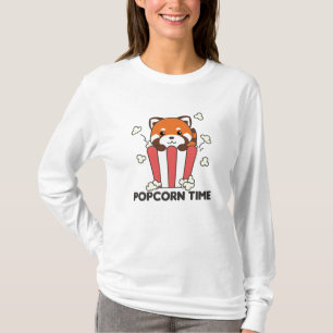 Red Panda Popcorn Time Funny Pun T-Shirt