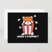 Red Panda Popcorn Whats Poppin Funny Postkarte (Vorne/Hinten)