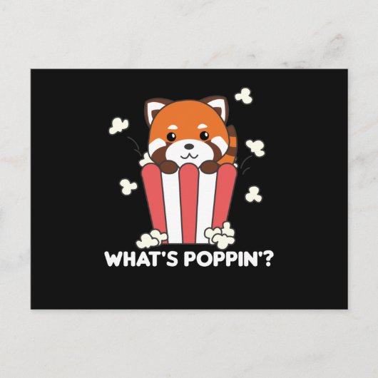 Red Panda Popcorn Whats Poppin Funny Postkarte (Vorderseite)