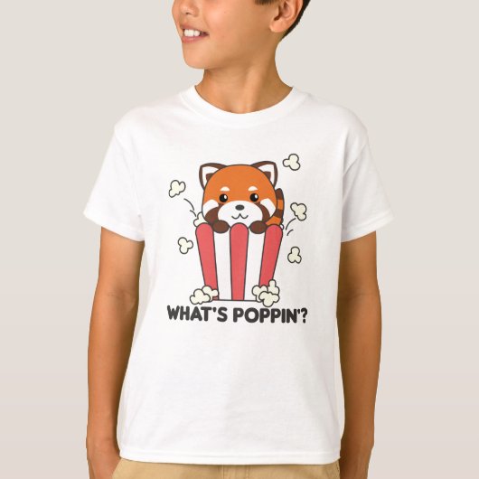 Red Panda Popcorn Whats Poppin Funny T-Shirt (Vorderseite)