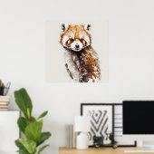 Red Panda Portrait Tiermalerei Wildlife Forest Poster (Heimbüro)