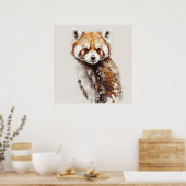 Red Panda Portrait Tiermalerei Wildlife Forest Poster (Küche)