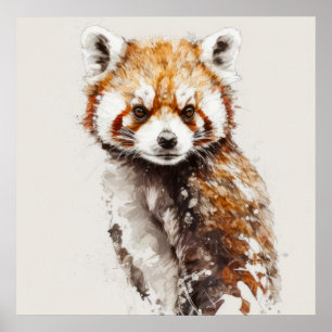 Red Panda Portrait Tiermalerei Wildlife Forest Poster