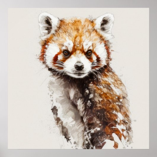 Red Panda Portrait Tiermalerei Wildlife Forest Poster (Vorne)