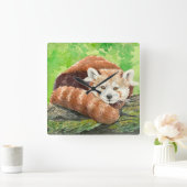 Red panda quadratische wanduhr (Zuhause)