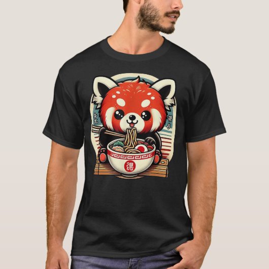 Red Panda Ramen Kawaii Neko Japanese Noodles Aesth T-Shirt (Vorderseite)