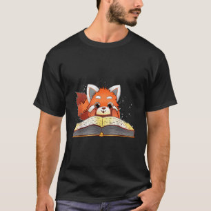 Red Panda Reading a Book Bookworm Liebe T-Shirt