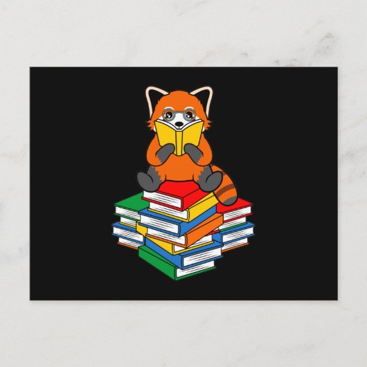 Red Panda Reading Books Niedlich Pet Animal Pandas Ankündigungspostkarte (Vorderseite)