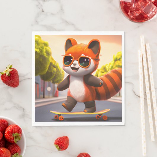 Red Panda Rides Einladung Serviette (Beispiel)