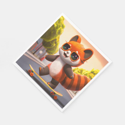 Red Panda Rides Einladung Serviette (Ecke)