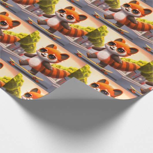 Red Panda Rides Geschenkpapier (Ecke)