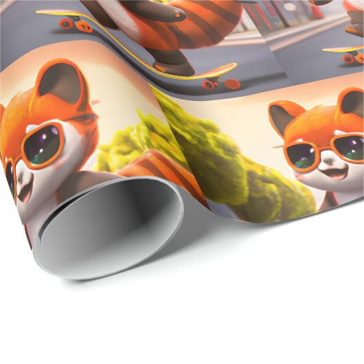 Red Panda Rides Geschenkpapier (Rolleneckpunkt)