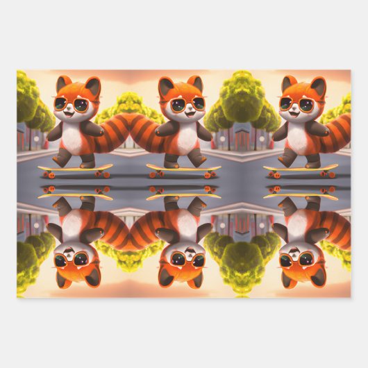 Red Panda Rides Geschenkpapier Set (Vorderseite 3)