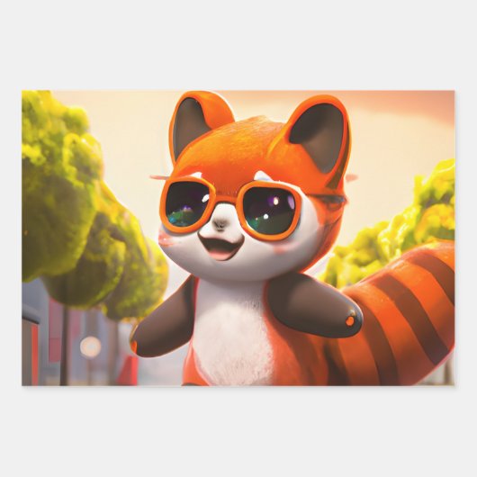 Red Panda Rides Geschenkpapier Set (Vorderseite 2)