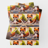 Red Panda Rides Geschenkpapier Set (Beispiel)