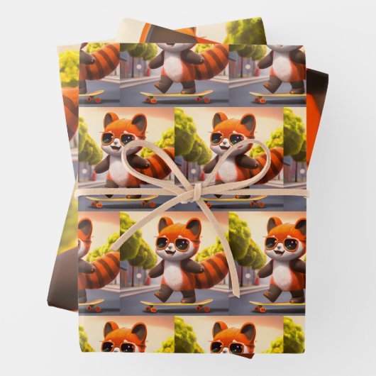 Red Panda Rides Geschenkpapier Set (Beispiel)
