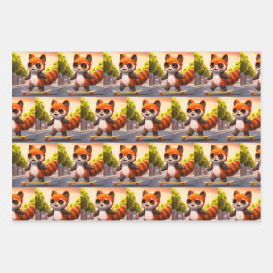 Red Panda Rides Geschenkpapier Set