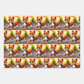 Red Panda Rides Geschenkpapier Set