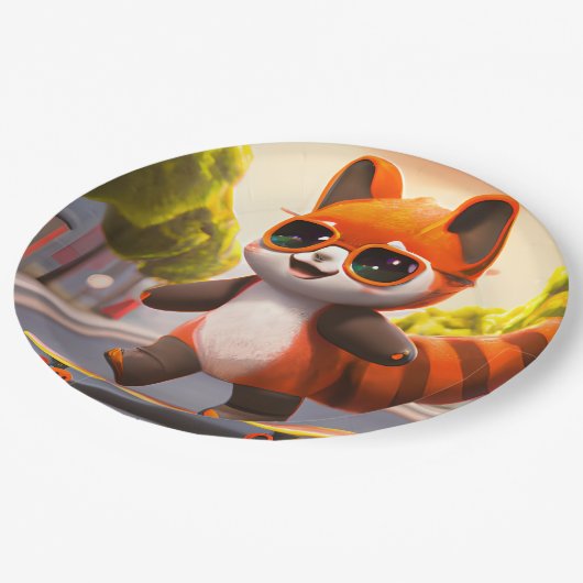 Red Panda Rides Pappteller (Schrägansicht)