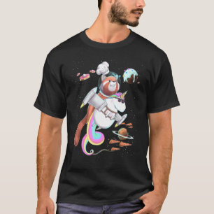 Red Panda Riding Unicorn Food Pizza Space Party Pl T-Shirt