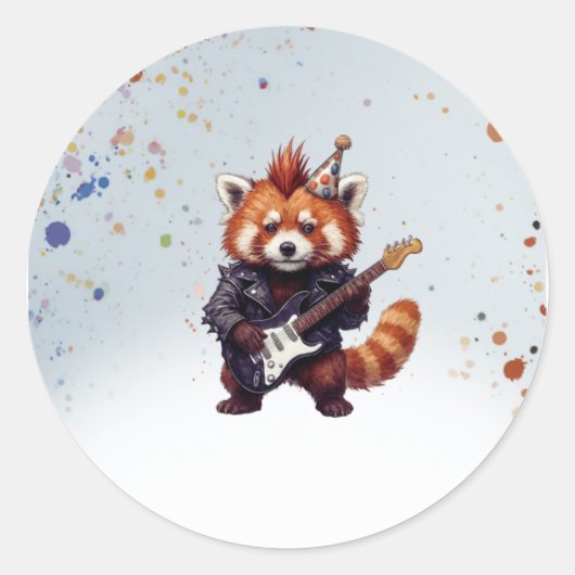 Red Panda Rocker Birthday Sticker (Vorderseite)