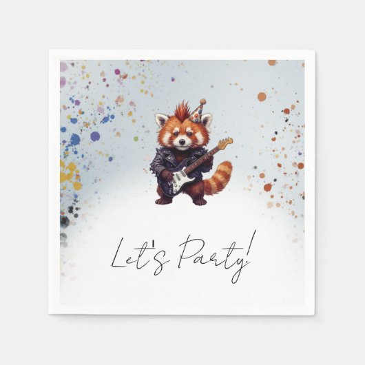 Red Panda Rocker Cocktail Serviette (Vorderseite)
