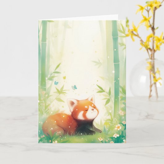 Red Panda Sanctuary Karte (Gelbe Blume)